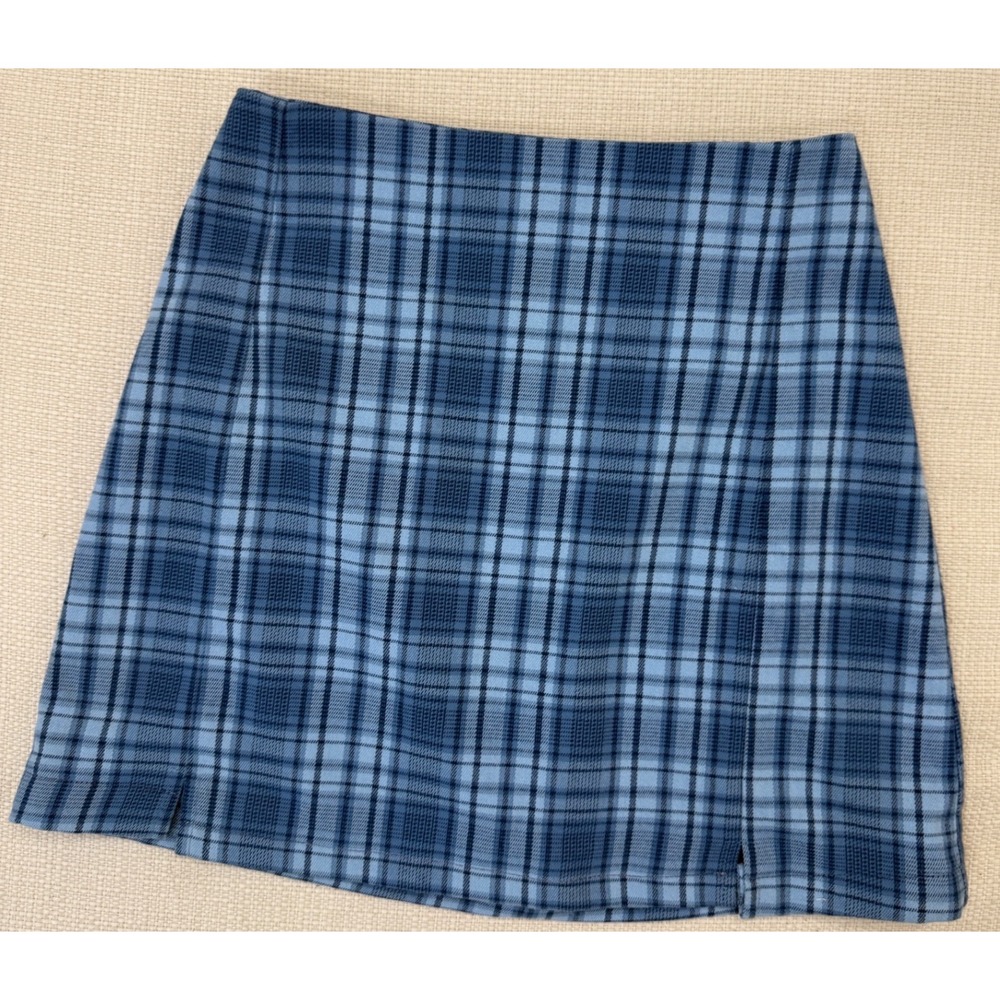 Brandy Melville Skirt Womens One Size Plaid Cara Mini Side Slit Excellent